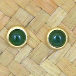 Greenstone and gold stud earrings